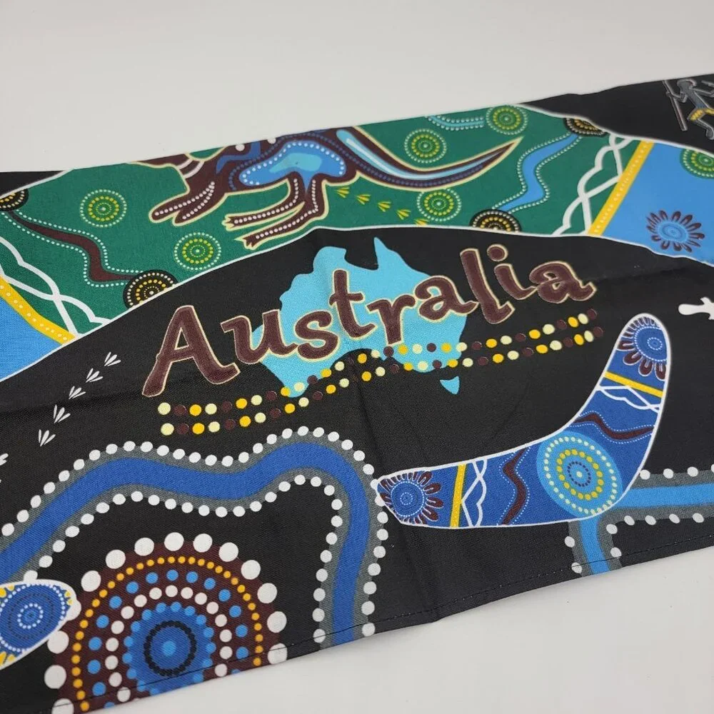 Souvenir Towel Or Tea‎ Towel Australia Cotton Kangaroos Boomarang NWOT